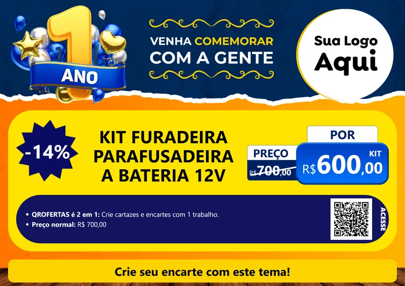 Modelo de Cartaz para Cartaz A4 Horizontal com o tema Um Ano de Aniversário para Maquinas e Ferramentas