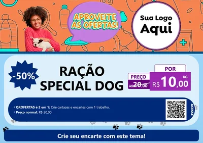 Modelo de Cartaz para Cartaz A4 Horizontal com o tema Aproveite As Ofertas - Pet Shop para Pet Shop
