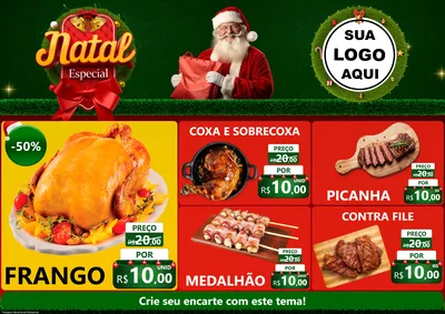 Modelo de Encarte para Encarte A4 Horizontal com o tema Natal Especial para Assados