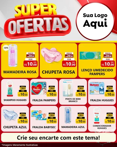 Modelo de Rede Social para Feed Instagram com o tema Super Ofertas para Bebês