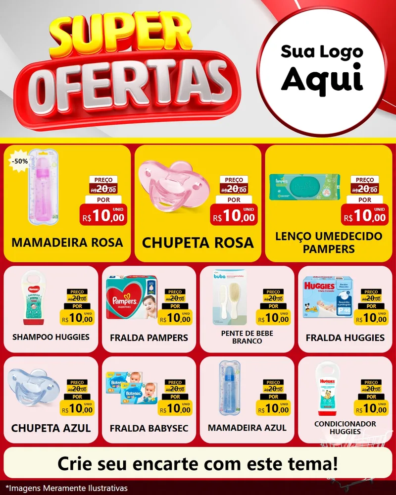 Modelo de Rede Social para Feed Instagram com o tema Super Ofertas para Bebês