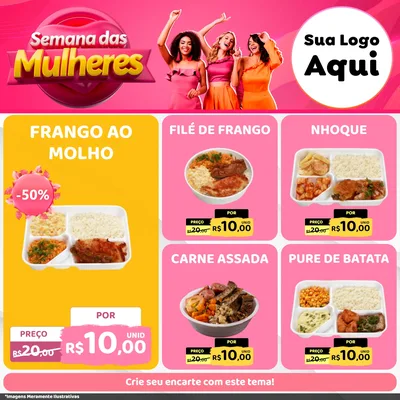 Modelo de Rede Social para Feed Facebook com o tema Semana das Mulheres para Restaurante