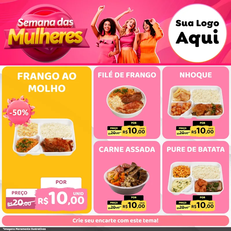 Modelo de Rede Social para Feed Facebook com o tema Semana das Mulheres para Restaurante