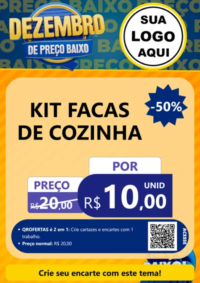 Modelo de Cartaz para Cartaz A4 Vertical com o tema Dezembro de Preço Baixo para Utilidades Domésticas