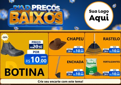 Modelo de Encarte para Encarte A4 Horizontal com o tema Dia D Preço Baixo para Agropecuária