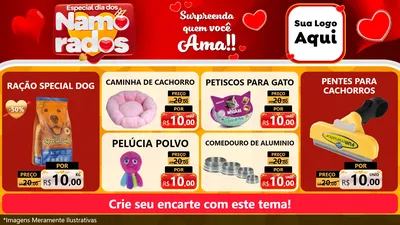 Modelo de TV para TV Horizontal com o tema Especial Dia dos Namorados para Pet Shop