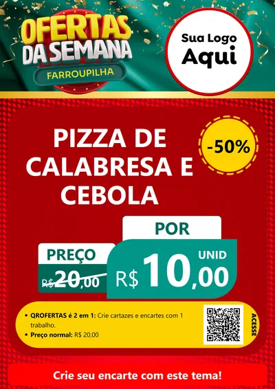 Modelo de Cartaz para Cartaz A4 Vertical com o tema Ofertas da Semana Farroupilha para Pizzaria