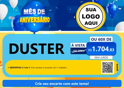 Modelo de Cartaz para Cartaz A4 Horizontal com o tema Mês de Aniversário para Concessionaria de Carros