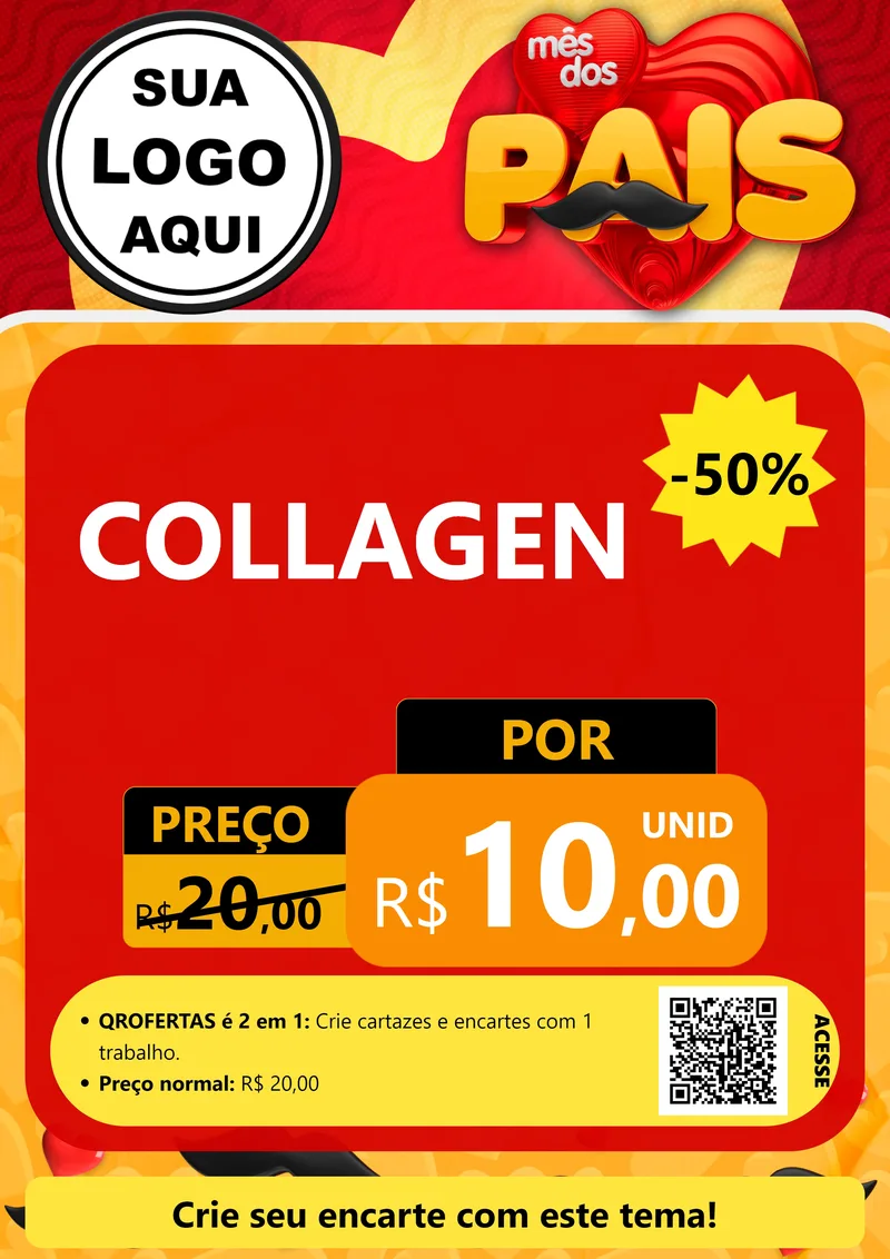Modelo de Cartaz para Cartaz A4 Vertical com o tema Mês Dos Pais para Suplementos alimentares