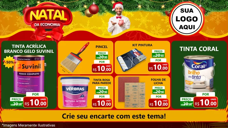 Modelo de TV para TV Horizontal com o tema Natal da Economia para Tintas e Ferramentas