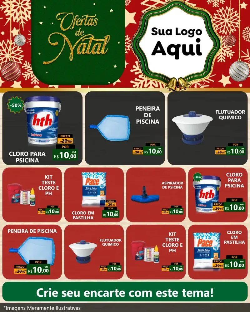 Modelo de Rede Social para Feed Instagram com o tema Natal de Ofertas para Produtos para Piscina