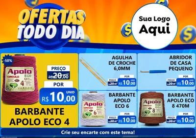 Modelo de Encarte para Encarte A4 Horizontal com o tema Ofertas Todo Dia para Armarinho e Aviamentos
