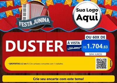 Modelo de Cartaz para Cartaz A4 Horizontal com o tema Festa Junina para Concessionaria de Carros