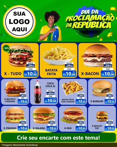 Modelo de Rede Social para Feed Instagram com o tema Dia Da Proclamação Da República para Hamburgueria