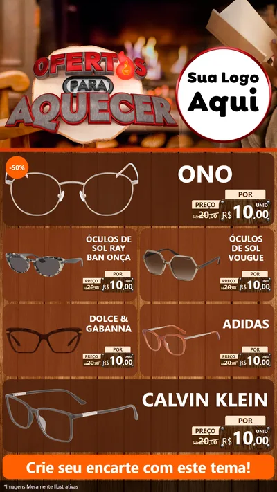 Modelo de TV para TV Vertical com o tema Ofertas Para Aquecer para Óticas