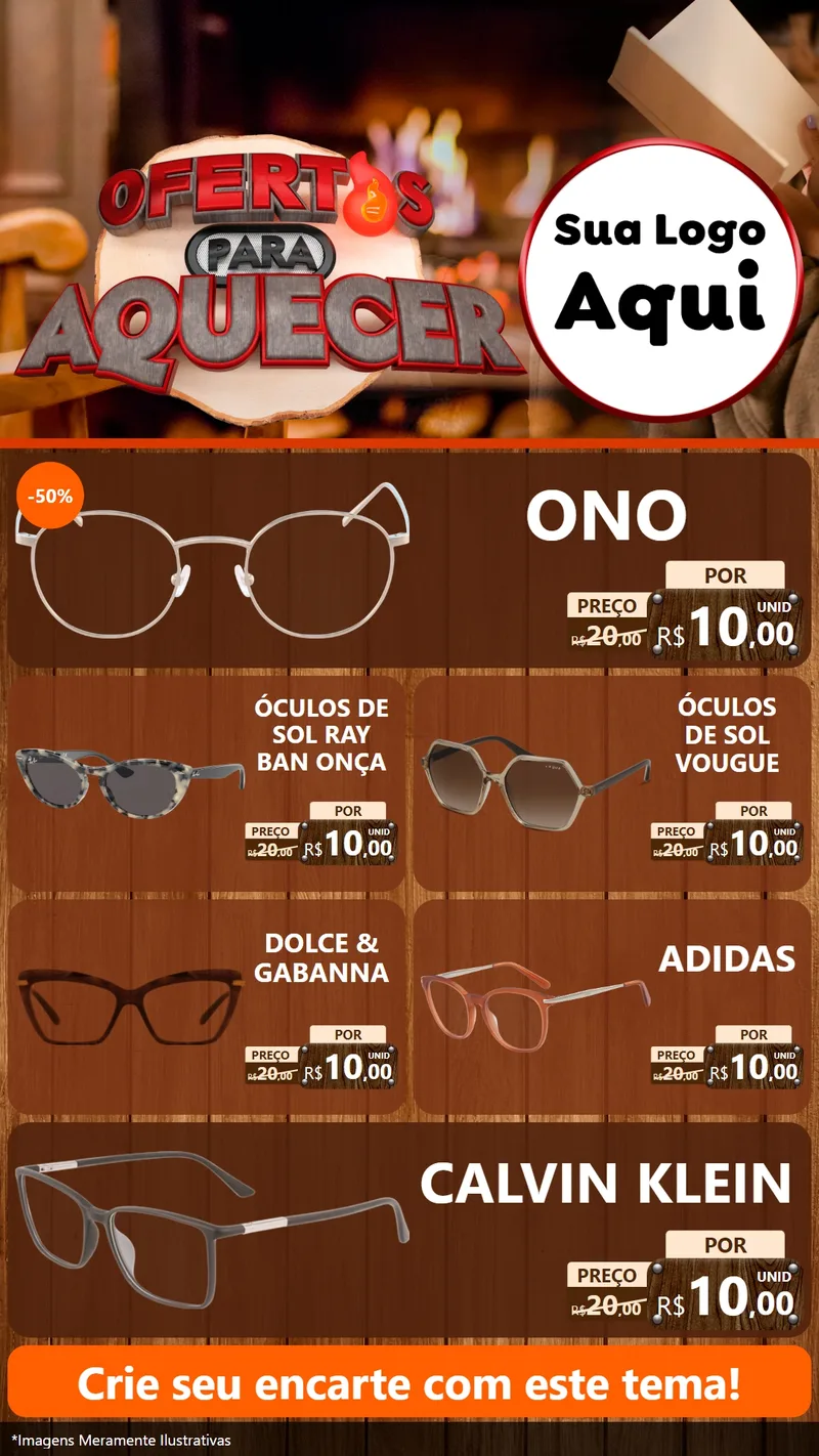 Modelo de TV para TV Vertical com o tema Ofertas Para Aquecer para Óticas