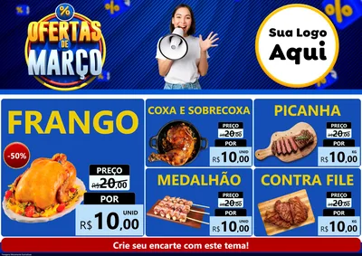 Modelo de Encarte para Encarte A4 Horizontal com o tema Ofertas de Março para Assados