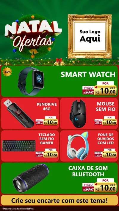 Modelo de TV para TV Vertical com o tema Natal de Ofertas para Informática