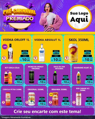 Modelo de Rede Social para Feed Instagram com o tema Pré-Carnaval Premiado para Distribuidora de bebidas