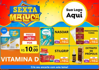 Modelo de Encarte para Encarte A4 Horizontal com o tema Sexta Maluca para Farmácia