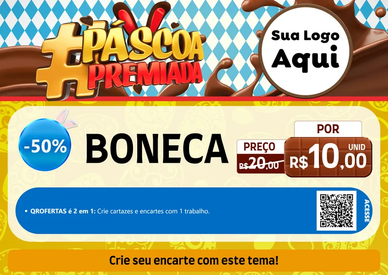 Modelo de Cartaz para Cartaz A4 Horizontal com o tema Páscoa Premiada para Brinquedos