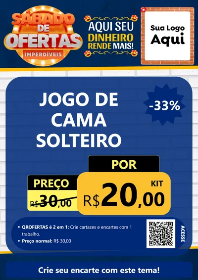 Modelo de Cartaz para Cartaz A4 Vertical com o tema Sábado de Ofertas Imperdíveis para Cama, Mesa e Banho