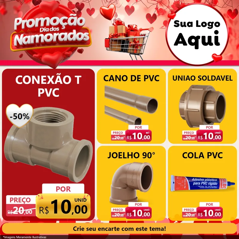 Modelo de Rede Social para Feed Facebook com o tema Promoção Dia dos Namorados para Tubos e conexões