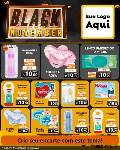 Modelo de Rede Social para Feed Instagram com o tema Black November para Bebês