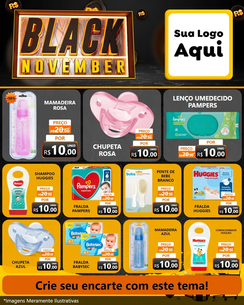 Modelo de Rede Social para Feed Instagram com o tema Black November para Bebês