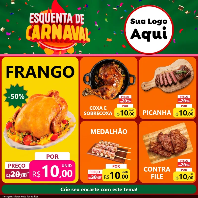 Modelo de Rede Social para Feed Facebook com o tema Esquenta de Carnaval para Assados