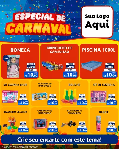 Modelo de Rede Social para Feed Instagram com o tema Especial de Carnaval para Brinquedos