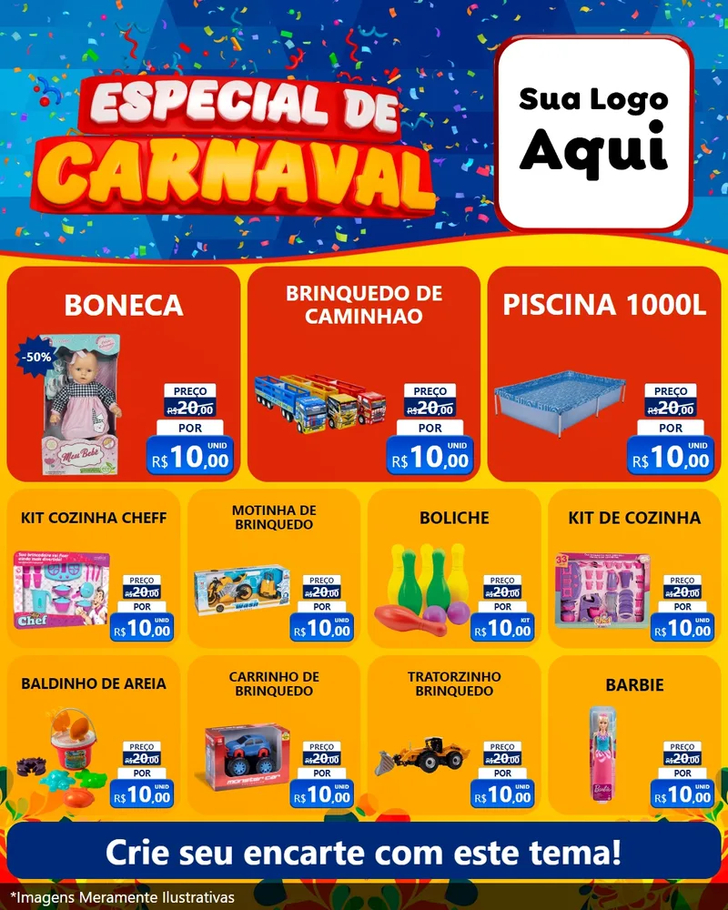 Modelo de Rede Social para Feed Instagram com o tema Especial de Carnaval para Brinquedos