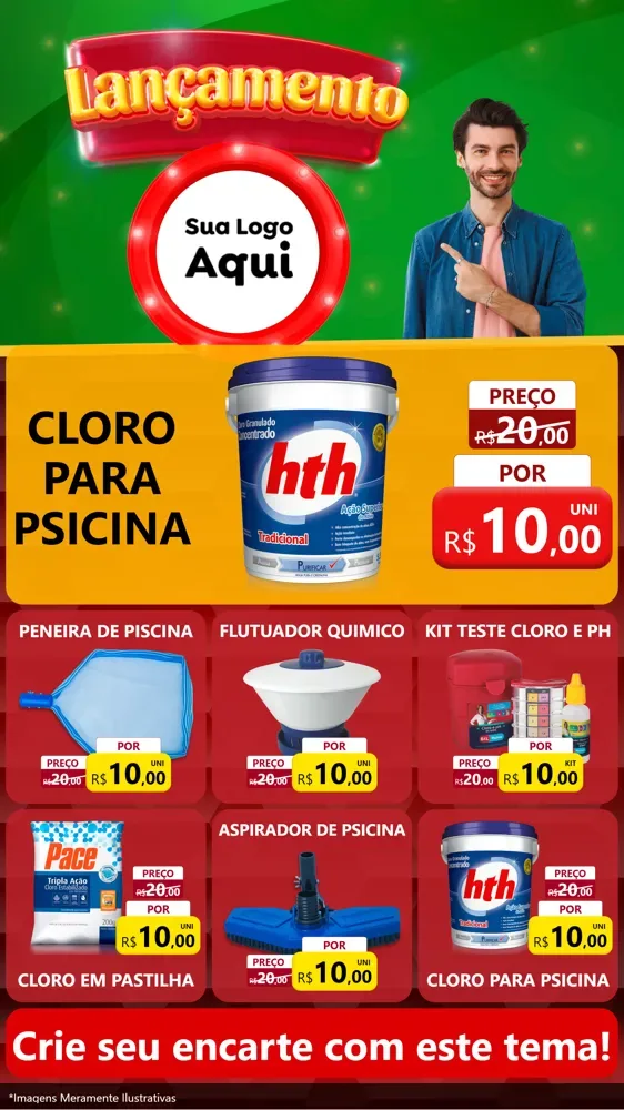 Modelo de Rede Social para Stories com o tema Lançamento para Produtos para Piscina