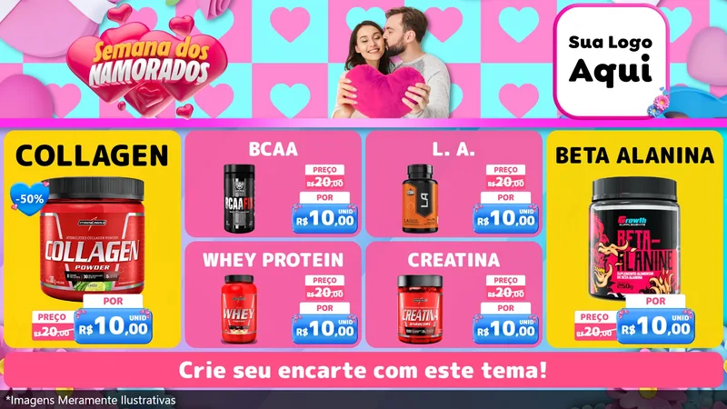 Modelo de TV para TV Horizontal com o tema Semana dos Namorados para Suplementos alimentares