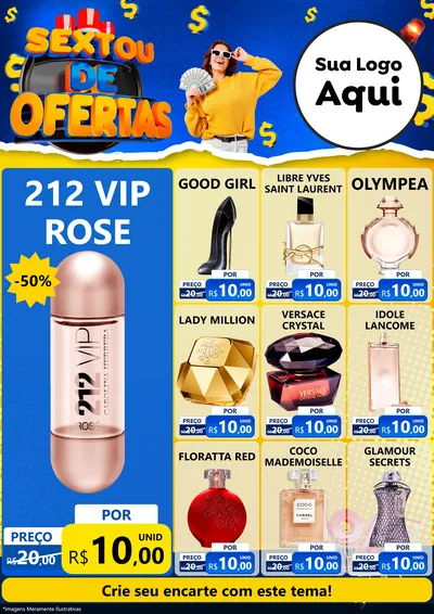 Modelo de Encarte para Encarte A4 Vertical com o tema Sextou de Ofertas para Perfumes
