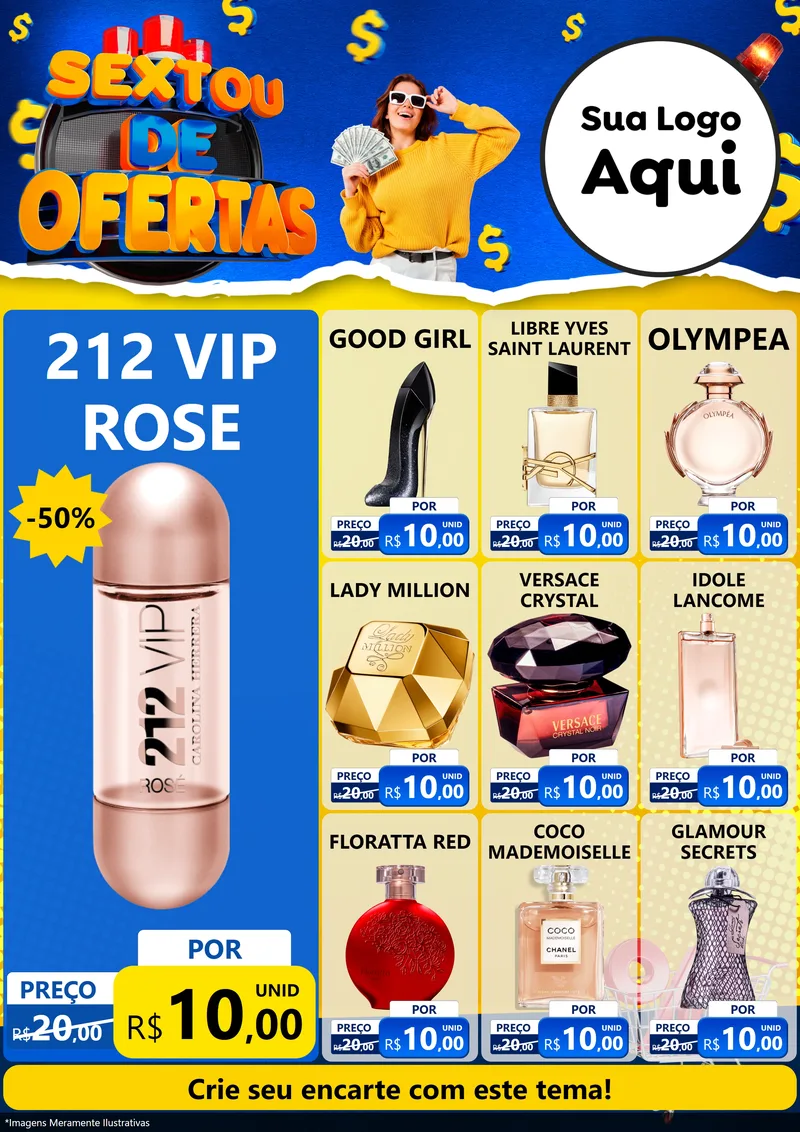 Modelo de Encarte para Encarte A4 Vertical com o tema Sextou de Ofertas para Perfumes
