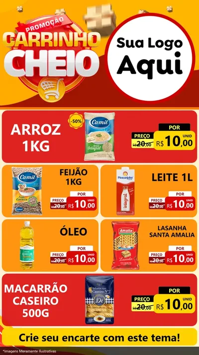 Modelo de TV para TV Vertical com o tema Promoção carrinho cheio para Supermercado