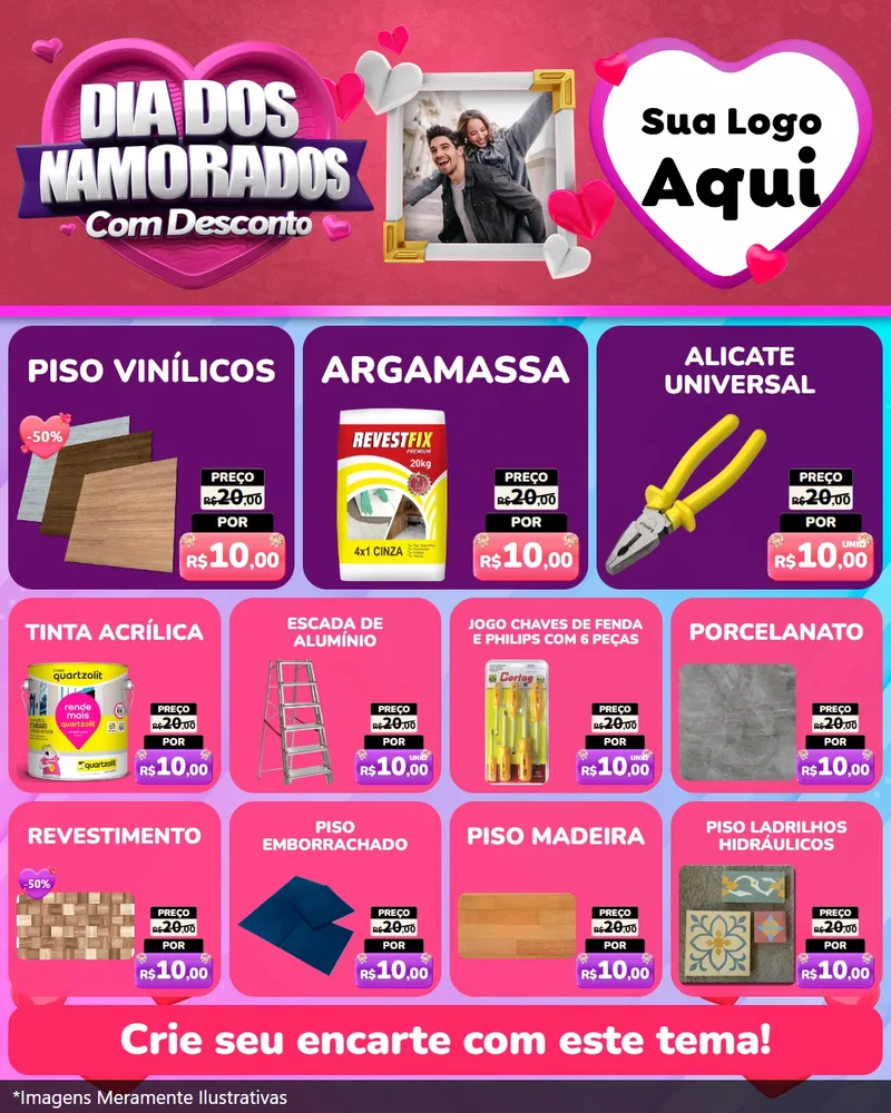 Modelo de Rede Social para Feed Instagram com o tema Dia Dos Namorados Com Desconto para Material para Construção