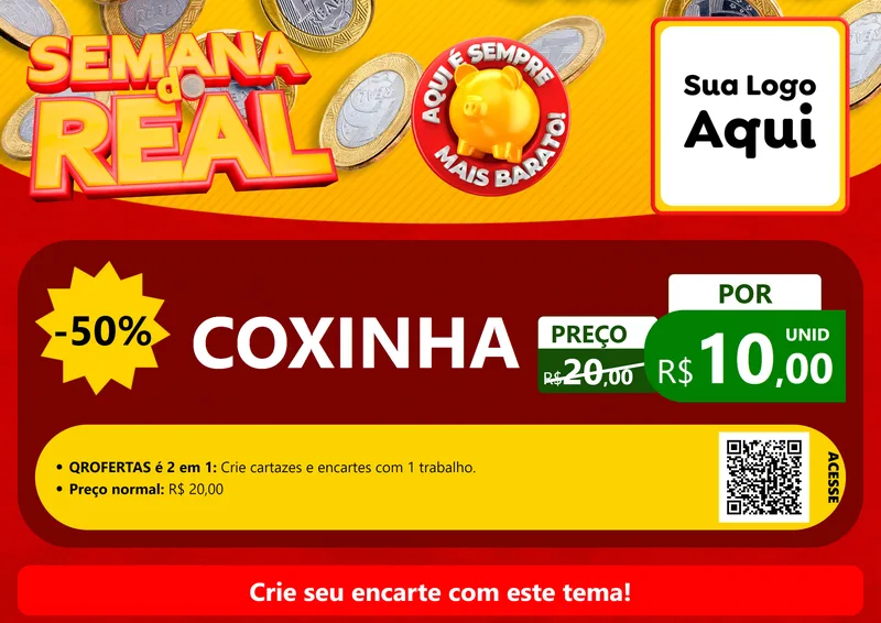 Modelo de Cartaz para Cartaz A4 Horizontal com o tema Semana do Real para Salgadaria