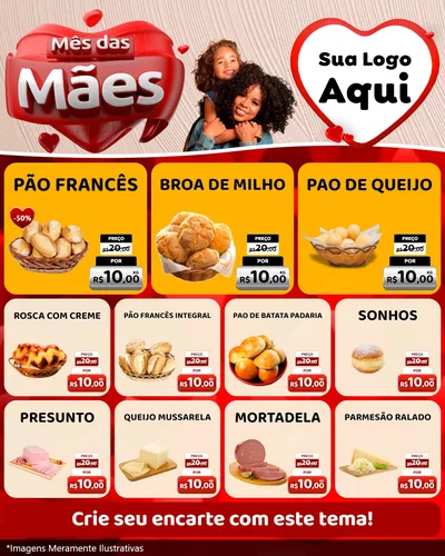Modelo de Rede Social para Feed Instagram com o tema Mês das Mães para Padaria