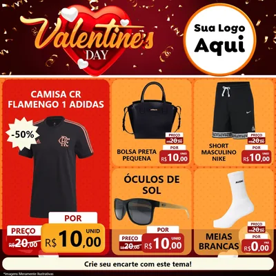 Modelo de Rede Social para Feed Facebook com o tema Valentine's Day para Roupas e acessórios