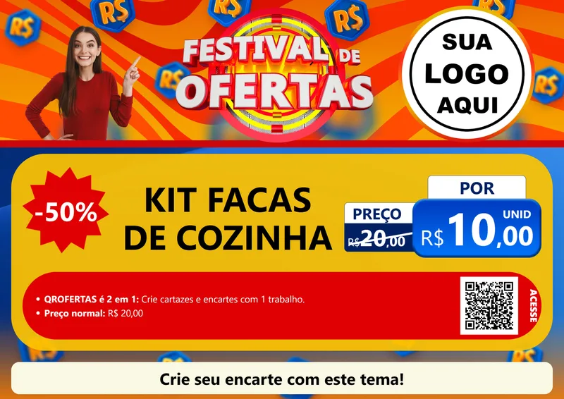 Modelo de Cartaz para Cartaz A4 Horizontal com o tema Festival de Ofertas para Utilidades Domésticas
