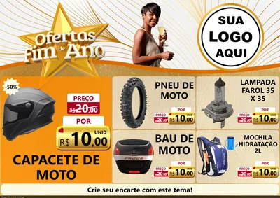 Modelo de Encarte para Encarte A4 Horizontal com o tema Ofertas Fim de Ano para Moto peças