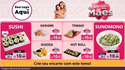 Modelo de TV para TV Horizontal com o tema Super Dia Das Mães para Comida japonesa