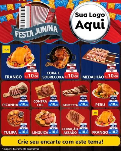Modelo de Rede Social para Feed Instagram com o tema Festa Junina para Assados
