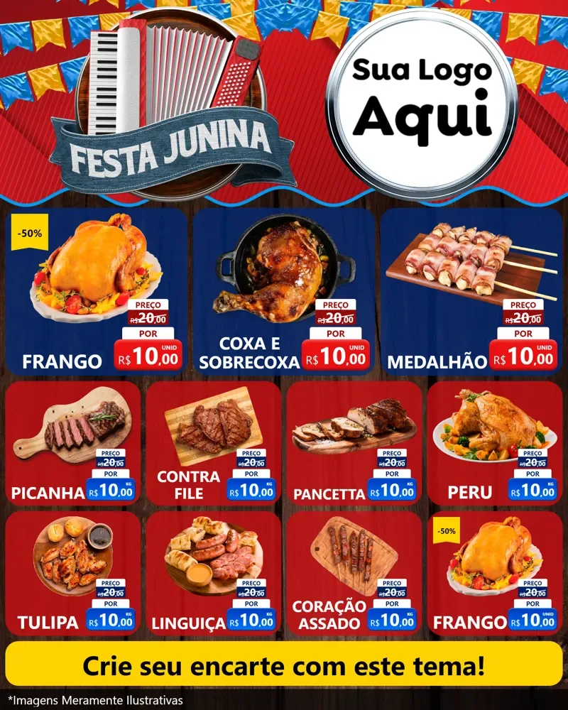 Modelo de Rede Social para Feed Instagram com o tema Festa Junina para Assados