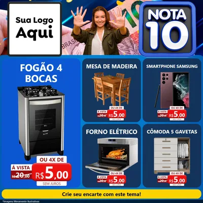 Modelo de Rede Social para Feed Facebook com o tema Nota 10 para Móveis e Eletro