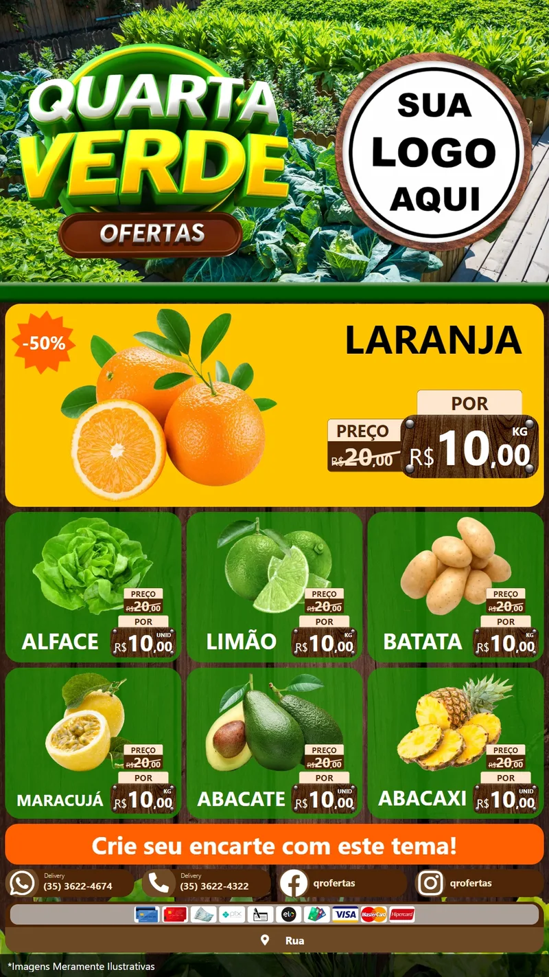 Modelo de Rede Social para Stories com o tema Quarta Verde Ofertas para Hortifrúti