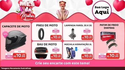 Modelo de TV para TV Horizontal com o tema Mês da Mulher para Moto peças