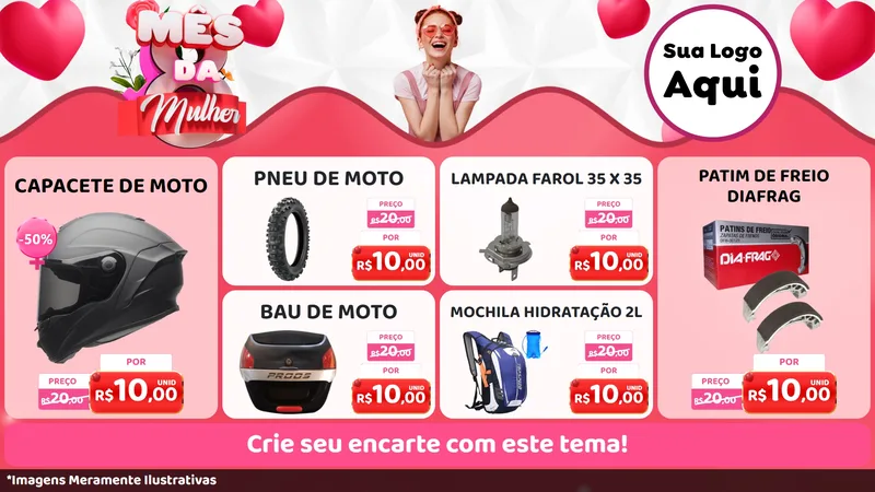 Modelo de TV para TV Horizontal com o tema Mês da Mulher para Moto peças